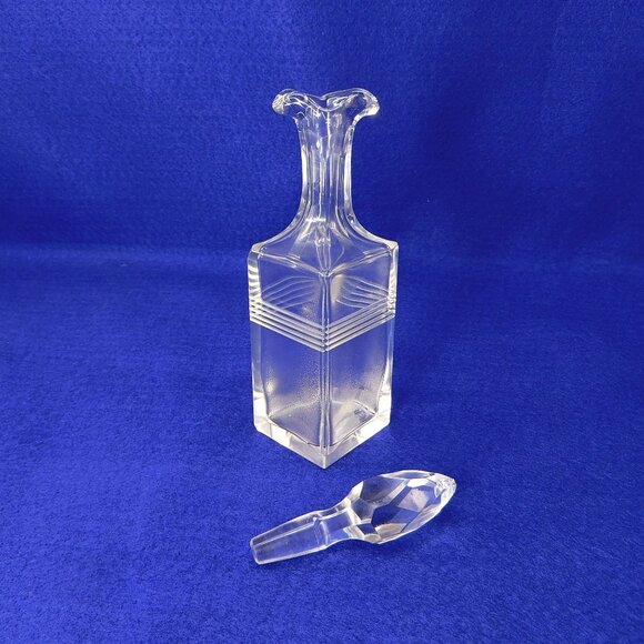 Vintage Art Deco Glass Oil & Vinegar Cruet w Ground Glass Stopper Double Spout - Picture 3 of 8